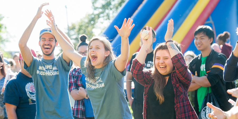 cheering students at mpus carnival