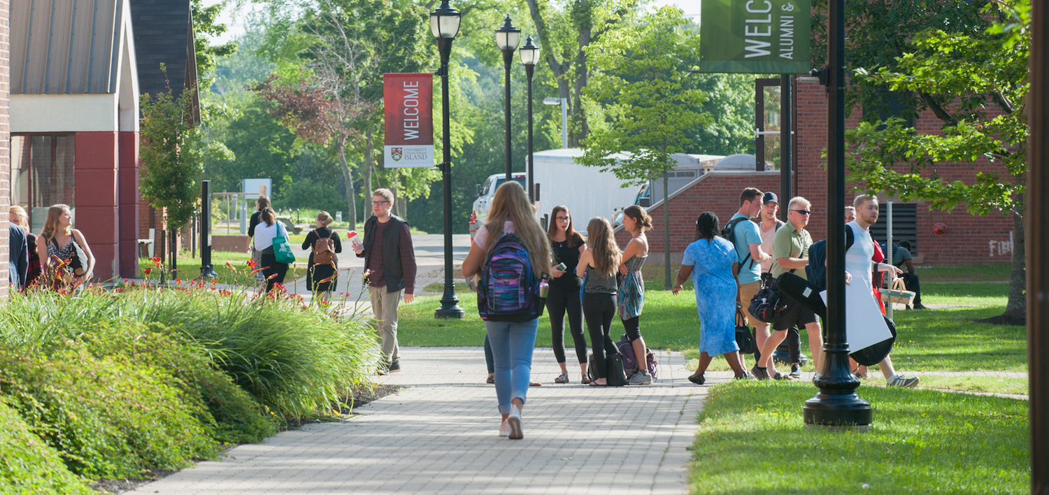 Students walk around the mpus