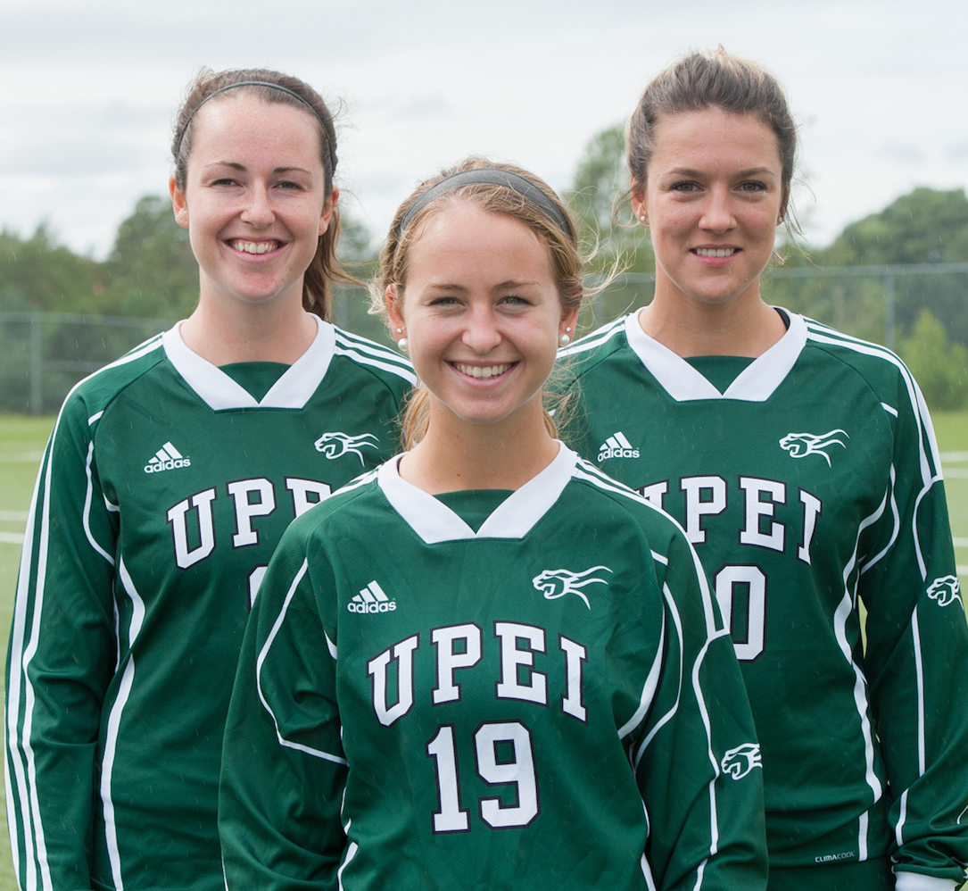 three members of the panther women's soccer team