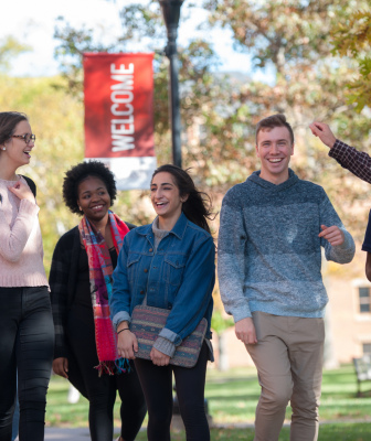 students walk through the BCA quad