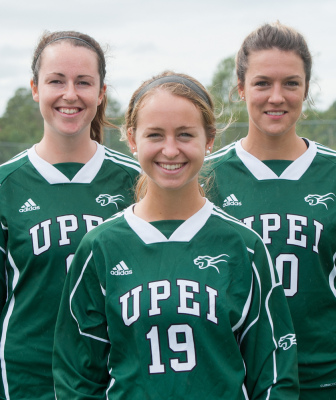 three members of the panther women's soccer team