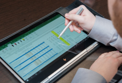 a spreadsheet displayed on a tablet