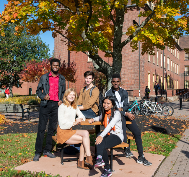 Students at a table outside